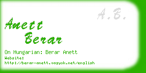 anett berar business card